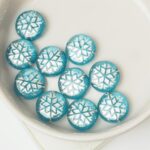 11 mm Snowflake Beads Aquamarine with Silver Painted x 10 pc(s)
