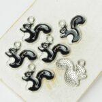 16x18 mm Squirrel-Foxy’s friend Black Charm Silver-colored x 6 pc(s)
