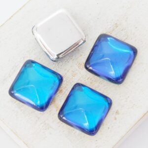 14x14 mm square pressed glass cabochons