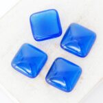 14x14 mm Square glass cabochon Sapphire x 4 pc(s)