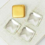 14x14 mm Square glass cabochon Crystal Gold Matte Foiled x 4 pc(s)