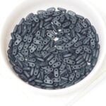 2x6 mm 2-hole Bar Beads Matte - Jet x 10 g