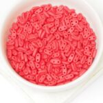 2x6 mm 2-hole Bar Beads Matte Opaque Red x 10 g