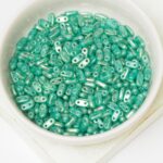 2x6 mm 2-hole Bar Beads Luster Iris Alabaster Malachite Green x 10 g