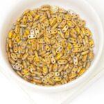 2x6 mm 2-hole Bar Beads Opaque Yellow Picasso x 10 g