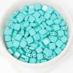 6 mm 2-hole Tile Beads Opaque Turquoise x 30 pc(s)