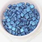 6 mm 2-hole Tile Beads Metallic Suede Blue x 30 pc(s)