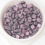 6 mm 2-hole Tile Beads Metallic Suede Pink x 30 pc(s)