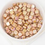 6 mm 2-hole Tile Beads Luster - Opaque RoseGold Topaz x 30 pc(s)