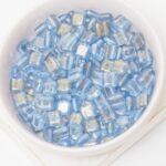 6 mm 2-hole Tile Beads Gold Marbled Light Sapphire x 30 pc(s)