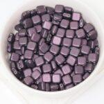 6 mm 2-hole Tile Beads Metallic Suede Dark Plum x 30 pc(s)