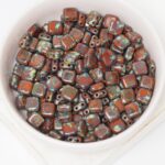 6 mm 2-hole Tile Beads Umber Picasso x 30 pc(s)
