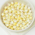 5x7 mm Faceted Donut beads Chalk White Ivory Picasso AB x 20 pc(s)