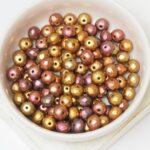 5x7 mm Faceted Donut beads Chalk White Ancient Gold x 20 pc(s)