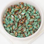 5x8mm GemDuo Turquoise Green Ivory Picasso x 10 g
