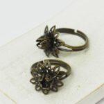 15 mm Antique bronze filigree ring Tundra Rose x 2 pc(s)