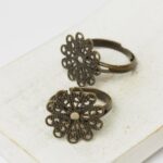 17 mm Antique bronze filigree ring Little Hearts x 2 pc(s)