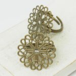 22 mm Antique bronze filigree ring Hidden hearts x 2 pc(s)