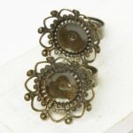 25 mm Antique bronze filigree ring Flower Heart x 2 pc(s)