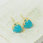 8.3x8 mm Heart Earstud Frozen Matt Turquoise with Gold Claw  x 2 pc(s)
