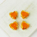 10 mm Heart glass cabochon Copper Opal with gold-colored claw x 4 pc(s)