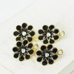 12.5x16 mm Flower Earstud Black  Gold-colored x 4 pc(s)