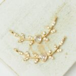 12x29 mm Hearts with Zircon long connector Gold-colored x 2 pc(s)