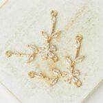18x26 mm Flower branch with Zircon long connector Gold-colored x 2 pc(s)