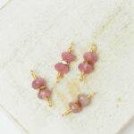 4x15 mm 2 stone connector Pink Tourmaline Gold-colored x 4 pc(s)