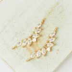 7x27 mm Navettes with Zircon long connector Gold-colored x 2 pc(s)