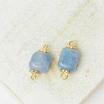 7x7 mm Gemstone Connector Blue Chalcedony Gold-colored x 2 pc(s)