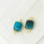 7x7 mm Gemstone Connector Cyan Gold-colored x 2 pc(s)