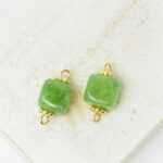 7x7 mm Gemstone Connector Green Gold-colored x 2 pc(s)