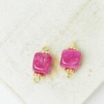 7x7 mm Gemstone Connector Deep Pink Gold-colored x 2 pc(s)