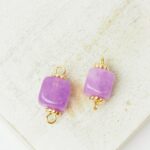 7x7 mm Gemstone Connector Purple Gold-colored x 2 pc(s)