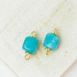 7x7 mm Gemstone Connector Deep Turquoise Gold-colored x 2 pc(s)