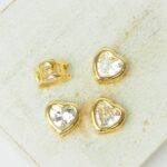 8x9 mm Shiny Heart Connector Charm Gold-colored x 4 pc(s)