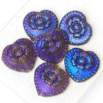 17x17 mm Rococo Heart bead Crystal Full Azuro x 6 pc(s)