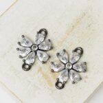 14x20 mm Summer Flower connector Crystal in gunmetal setting x 2 pc(s)