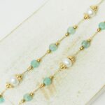Hint of stones and pearls chain Amazonite Gold-colored x  30 cm