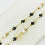 Hint of stones and pearls chain Black Spined Gold-colored x  30 cm