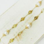 Hint of stones and pearls chain Green Garnet  Gold-colored x  30 cm