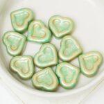 12x14 mm Heart bead Alabaster Turquoise Gold Splash x 10 pc(s)