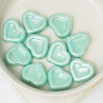 12x14 mm Heart bead Light Green Silver Splash x 10 pc(s)