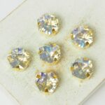 10x10 mm hexagon glass cabochon Moonlight with gold-colored claw x 6 pc(s)