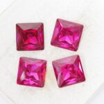 12 mm princess square glass cabochon  Fuchsia x 4 pc(s)