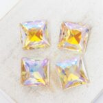12 mm princess square glass cabochon  Paradise Shine x 4 pc(s)