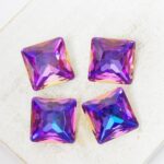 12 mm princess square glass cabochon  Violet Blue x 4 pc(s)