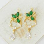 13.5x35 mm Fairy Treasure pendant Emerald Gold-colored x 2 pc(s)
