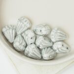 9x11 mm Lotus beads  Chalk White Silver Painted x 10  pc(s)